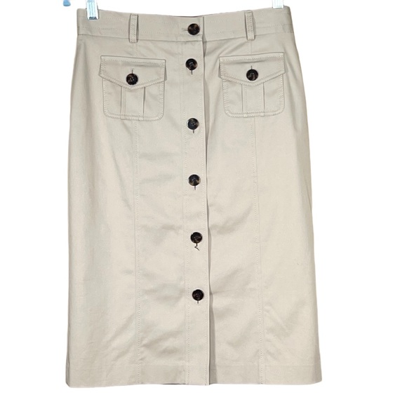 Talbots Button Front Lined Tan Skirt With Faux Pockets Size 6 - Picture 11 of 11